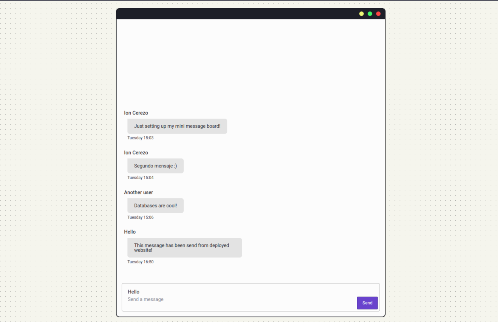 GitHub ioncerezo/minimessageboard App de mensajería grupal fullstack.